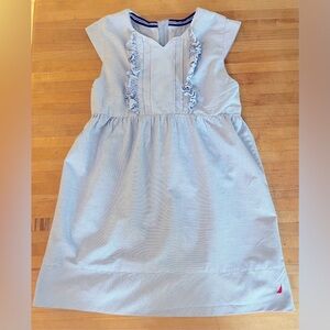 Nautica Pinstriped Cap Sleeve Dress with Smocking & Ruffles